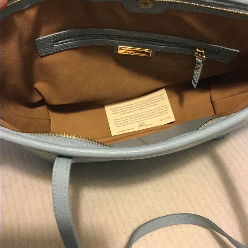 NWT Gigi New York, python embossed Soft Blue bag - Picture 6 of 7